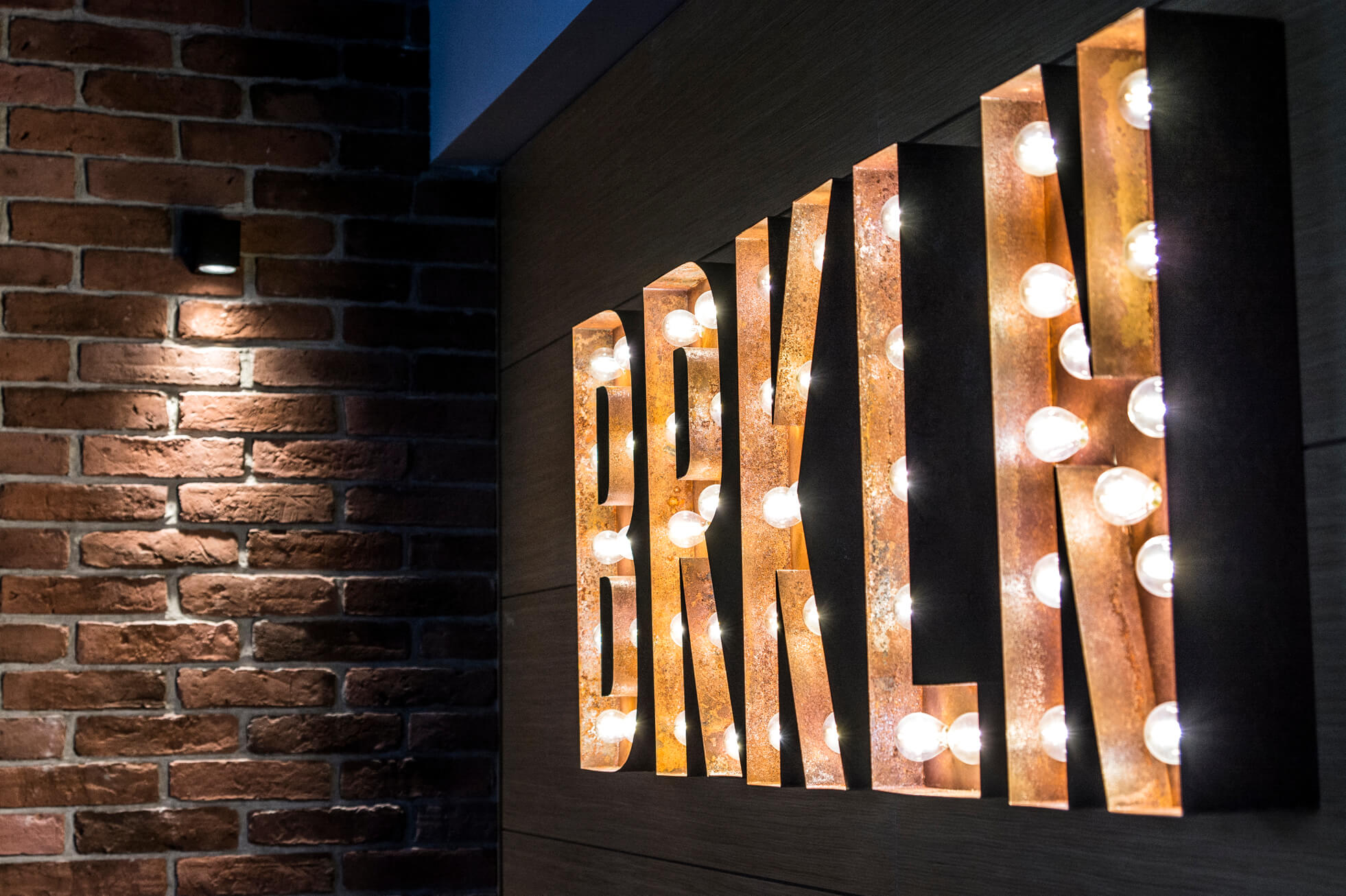 BRKLN - letters with retro-style bulbs